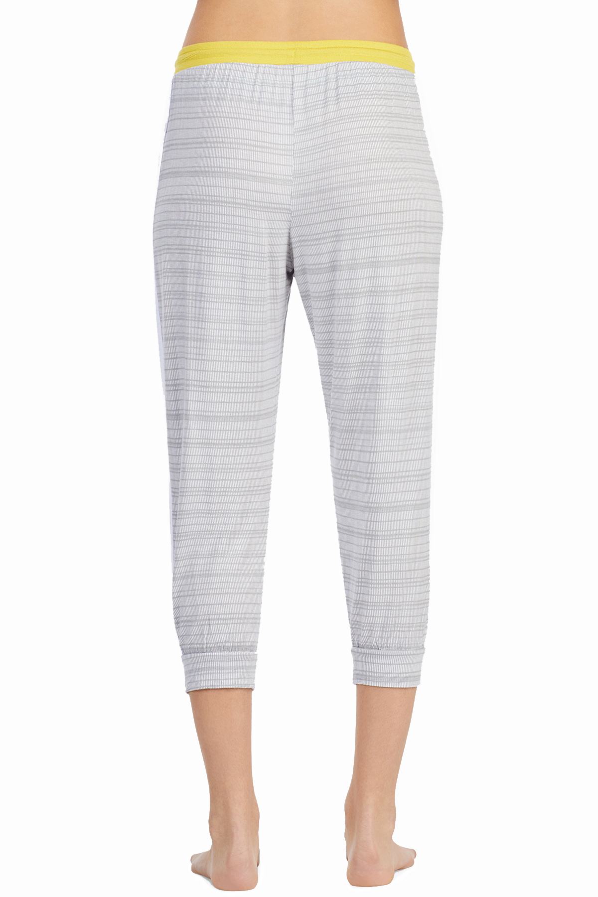DKNY Yellow/Grey-Printed Contrast-Band Cropped Lounge Pant