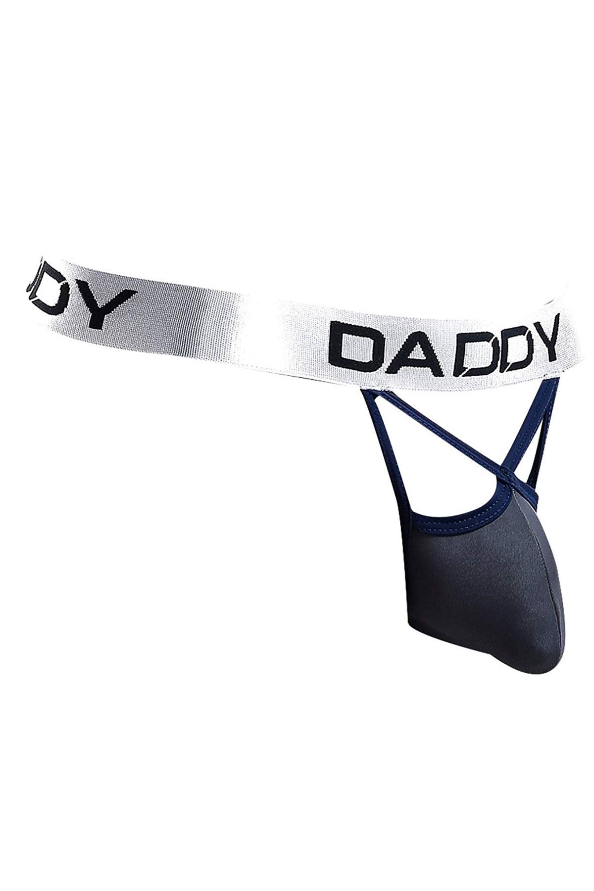 Daddy Grey/Navy Color-Trim Cross-Front Thong