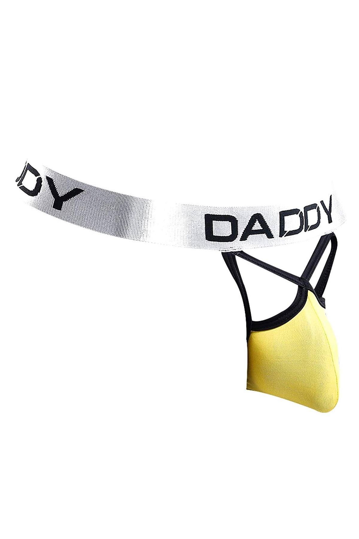 Daddy Yellow/Black Color-Trim Cross-Front Thong