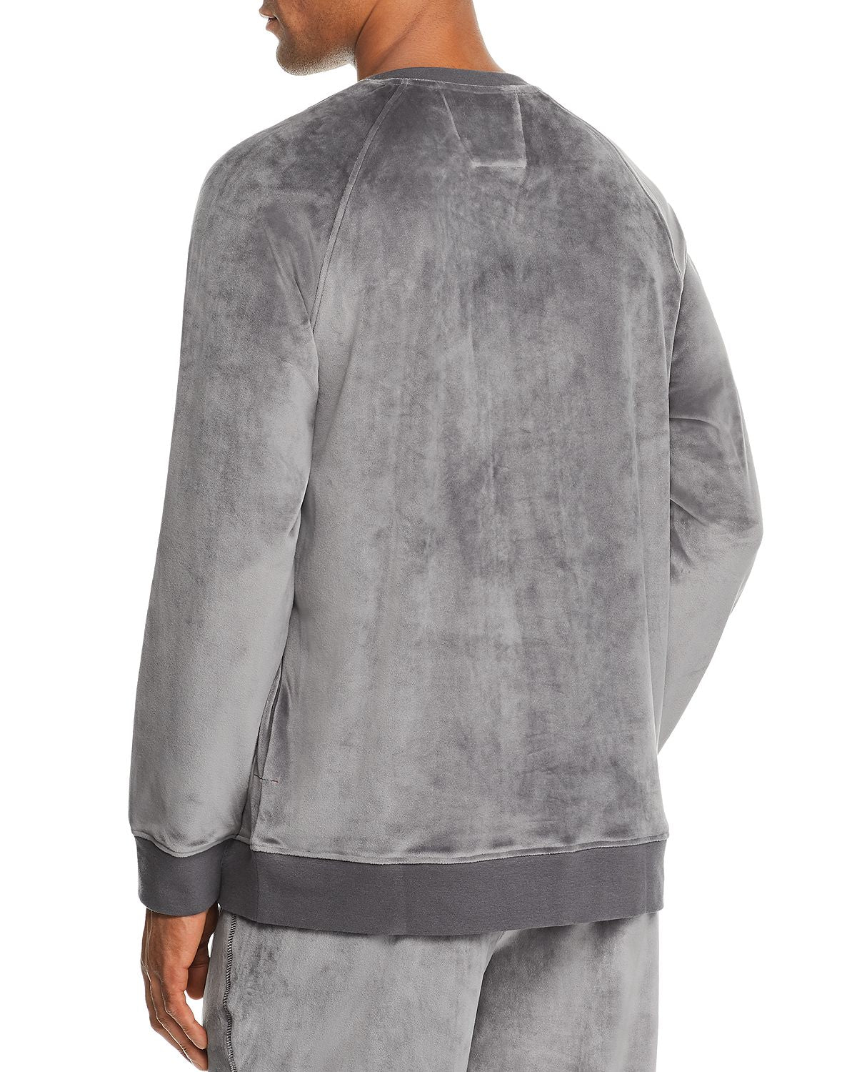 Daniel Buchler Long-sleeve Velour Lounge Sweatshirt Gray