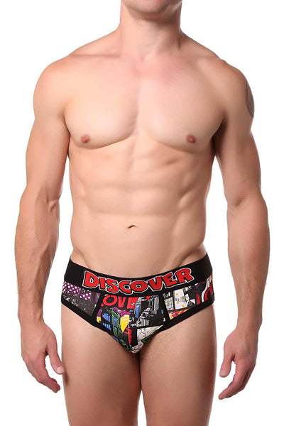 Discover Black/Multi Comic Brief