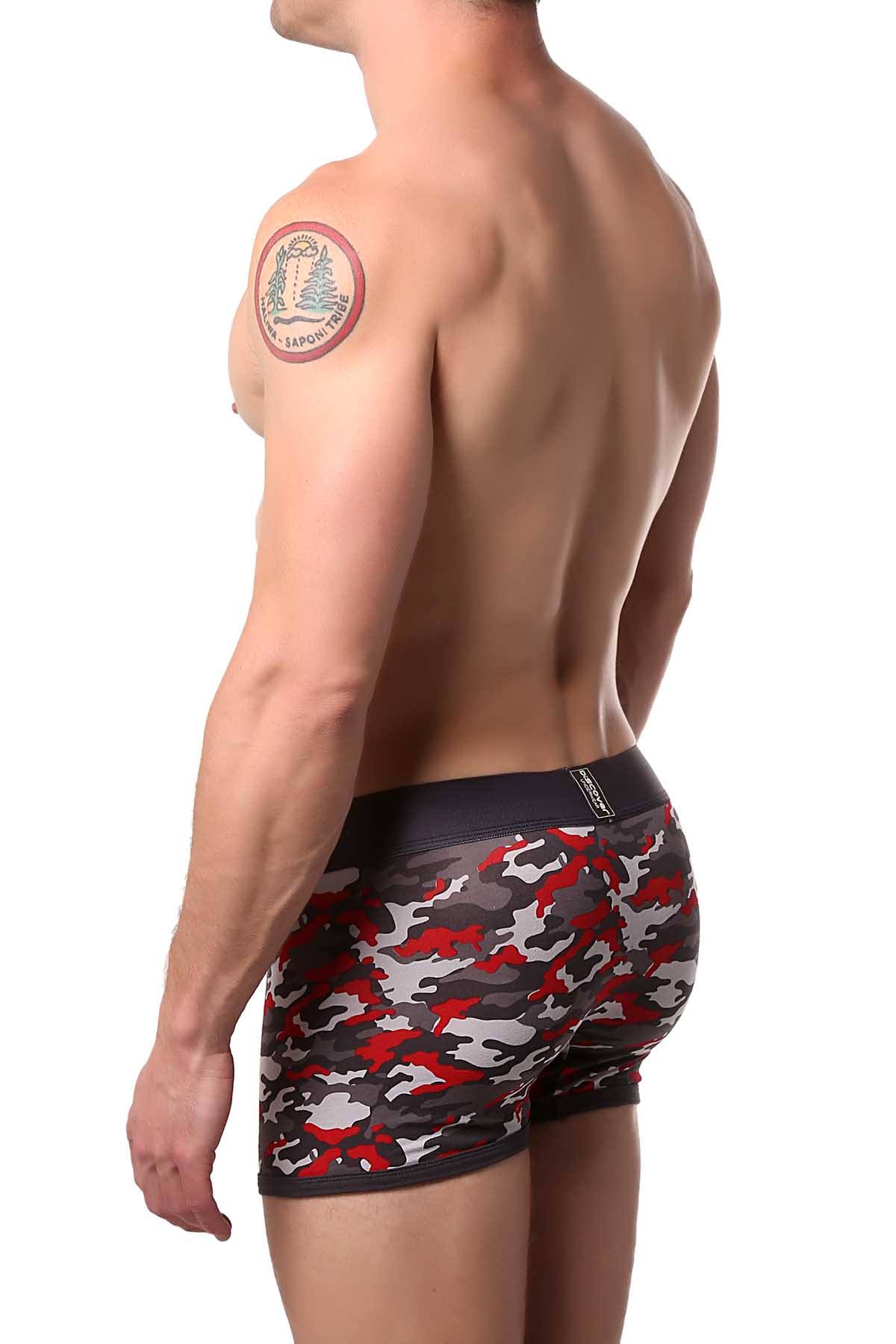 Discover Grey/Red Camo Military Boxer Brief