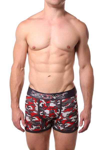 Discover Grey/Red Camo Military Boxer Brief