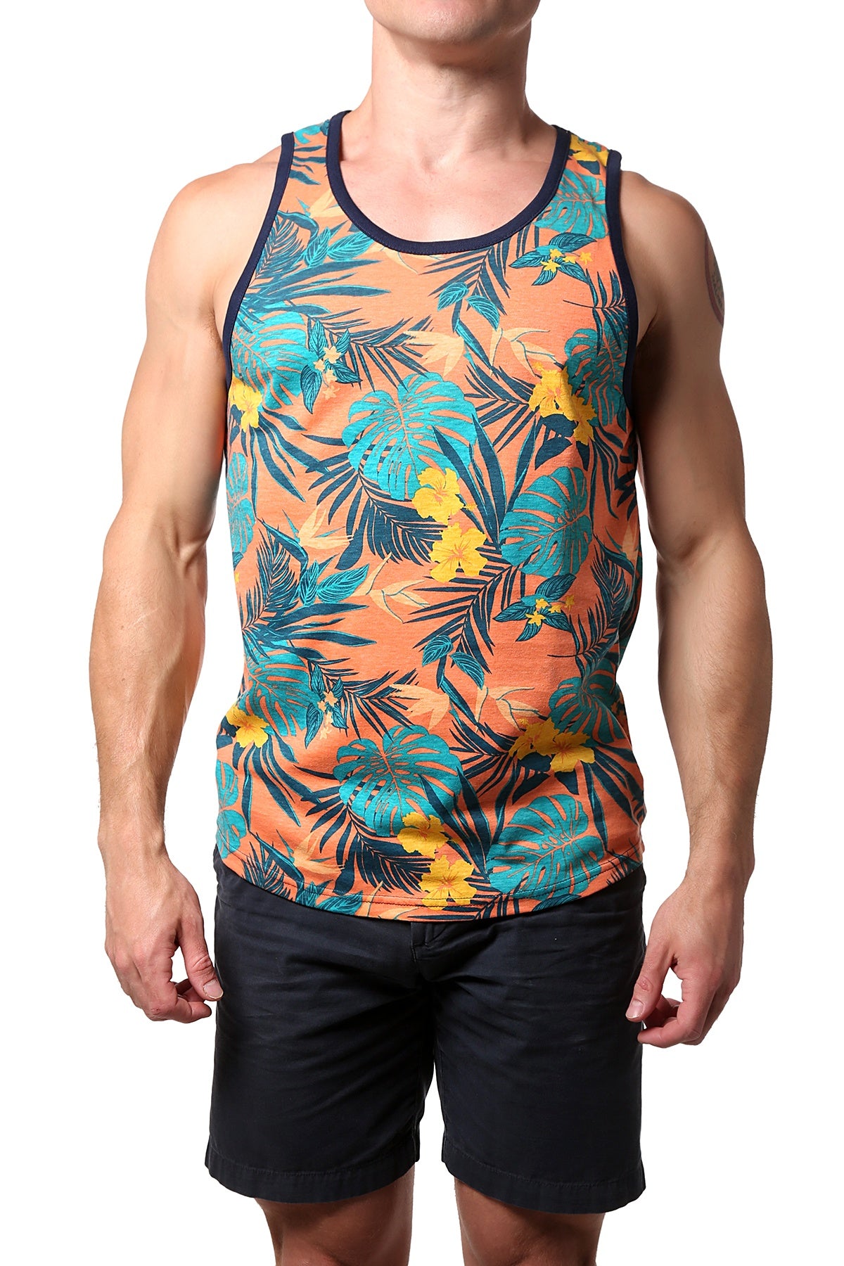 Distortion Bold Coral Hawaiian Print AOP Tank Top