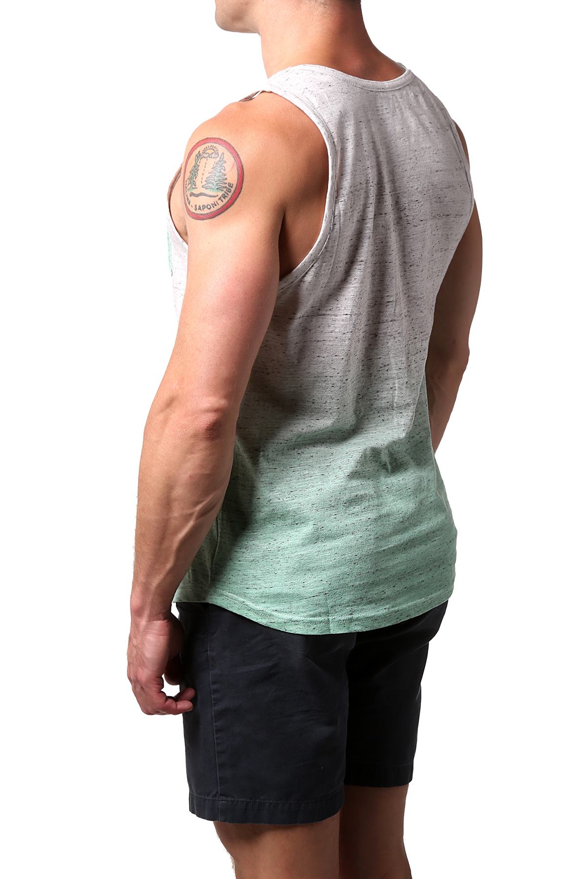 Distortion Jade/Lt.Grey Ombre Pocket Tank Top