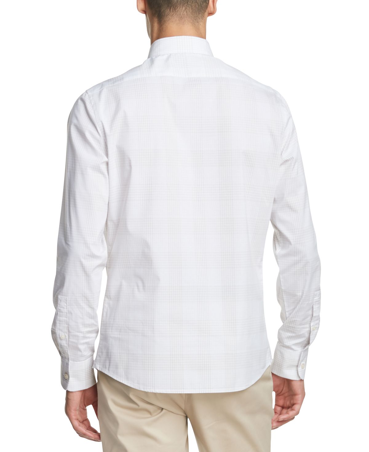 Dkny Performance Stretch Small Plaid Shirt Feather Grey
