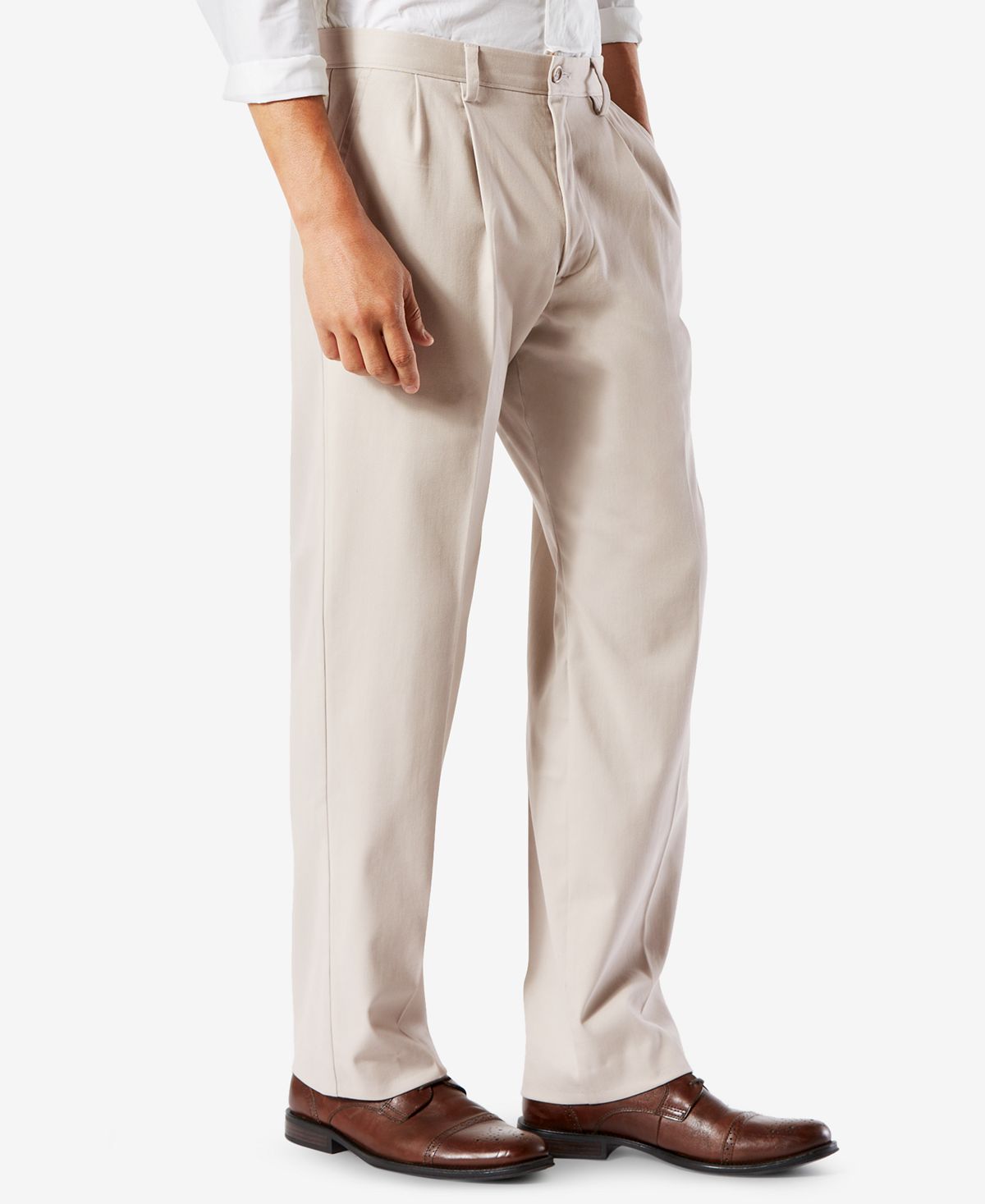 Dockers Big & Tall Easy Classic Pleated Fit Khaki Stretch Pants Light Beige