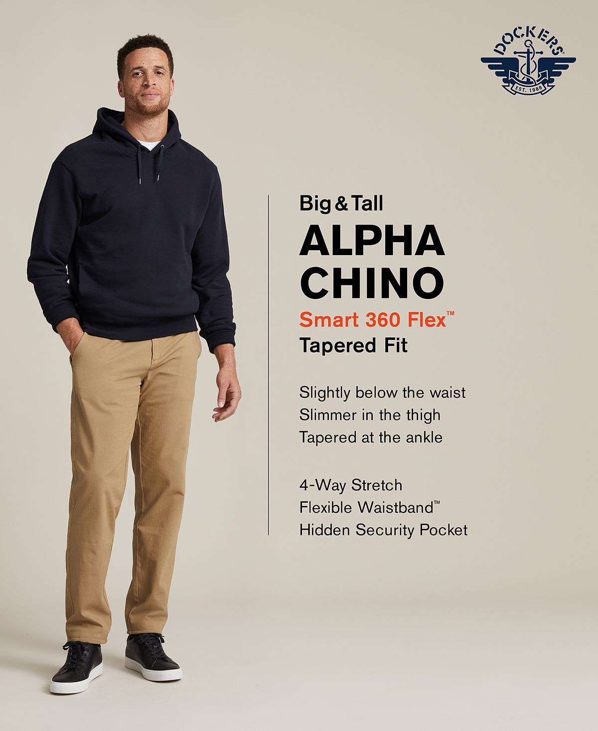 Dockers Big & Tall Tapered-fit Smart 360 Flex Chino Pants Wetstone Grey