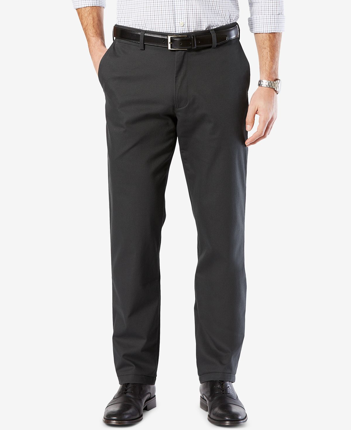 Dockers ' Signature Lux Cotton Straight Fit Stretch Khaki Pants Charcoal Heather