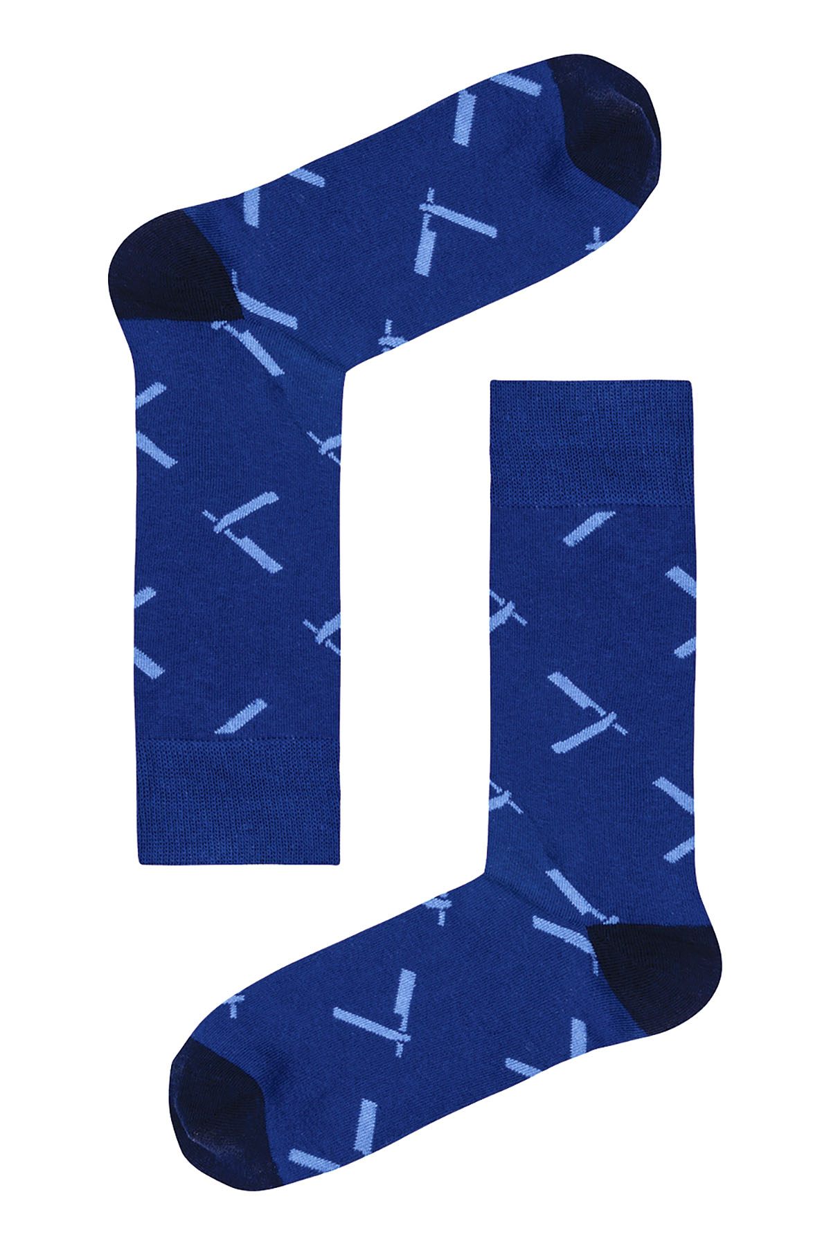 Drake & Hutch Blue 'Close Shave' Crew Socks