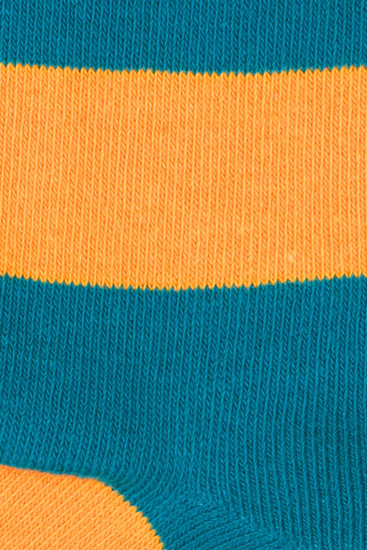 Drake & Hutch Orange/Aqua Candy Stripe Crew Sock