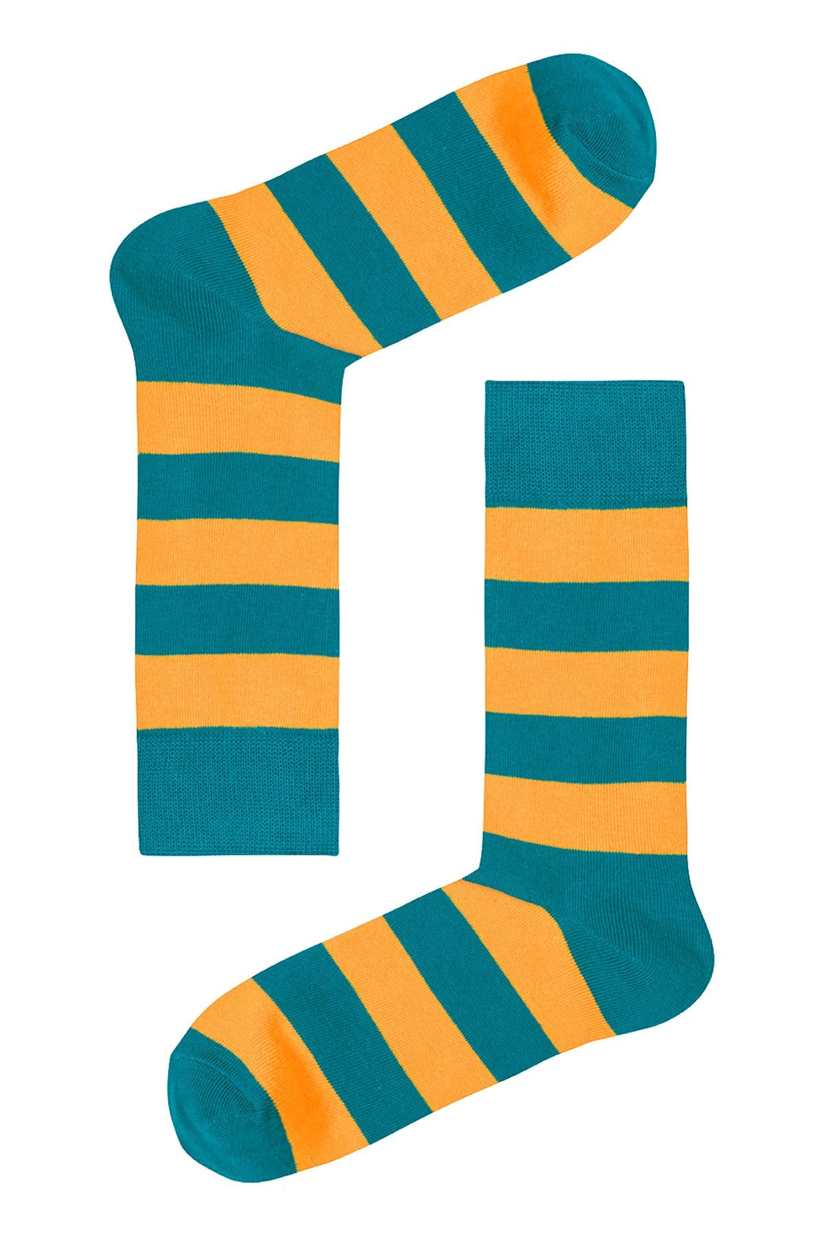 Drake & Hutch Orange/Aqua Candy Stripe Crew Sock