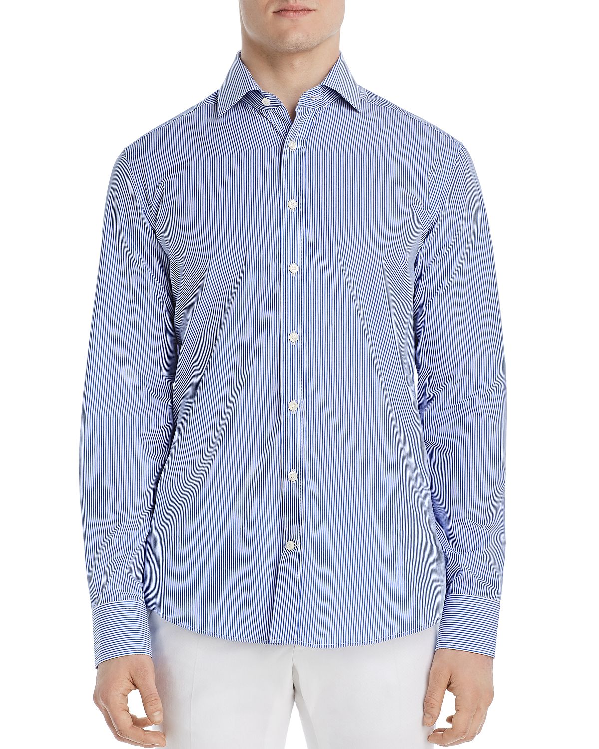 Dylan Gray Bengal Striped Classic Fit Shirt White Blue