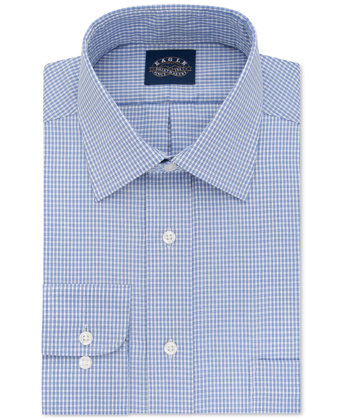 Eagle Big And Tall Non-iron Stretch Collar Blue Check Dress Shirt Blue
