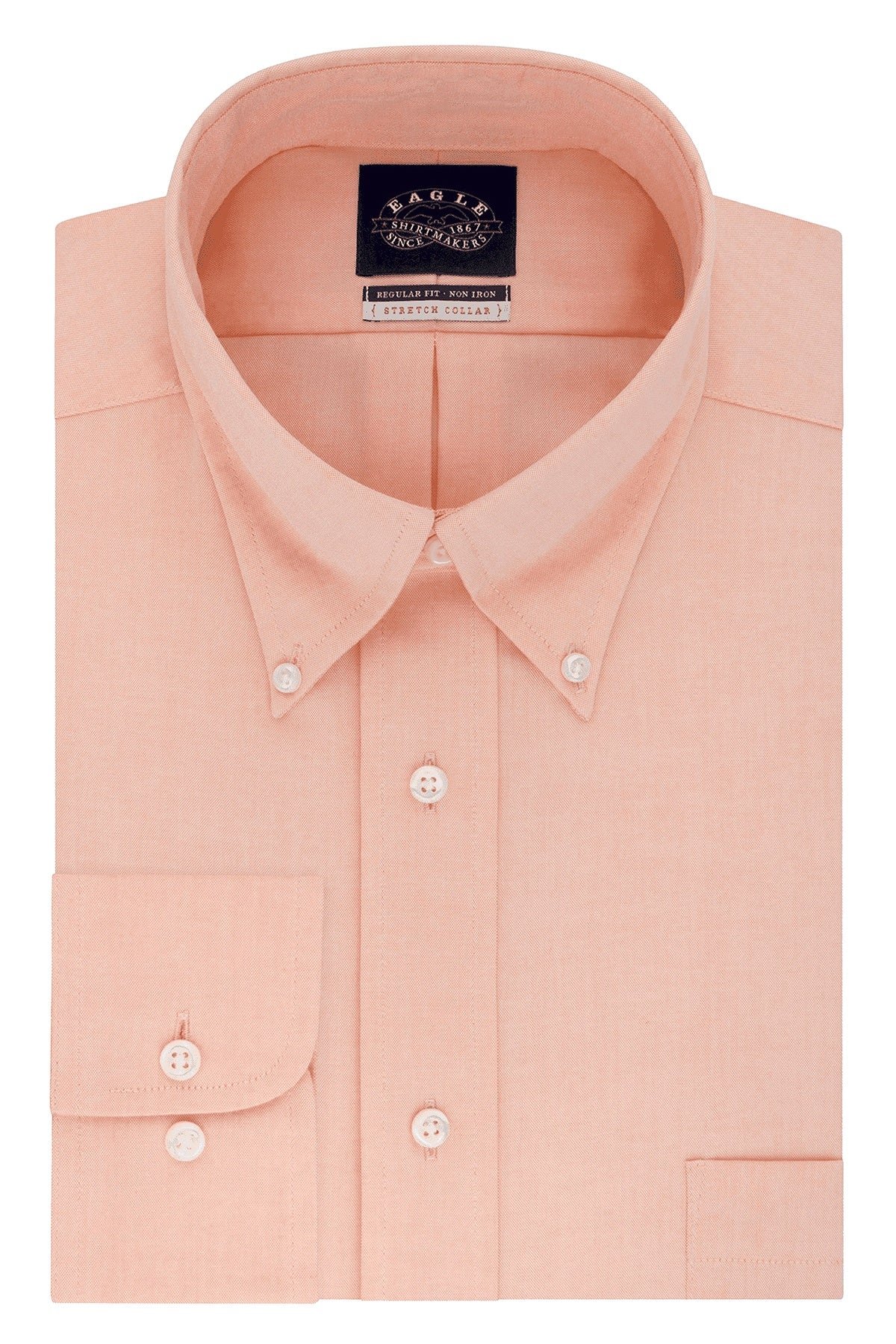Eagle Orange Non-Iron Stretch-Collar Regular-Fit Solid Dress Shirt