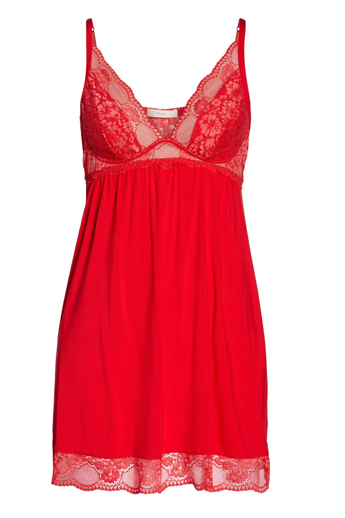 Eberjey Racing Red Noor Lace Trim Modal Chemise