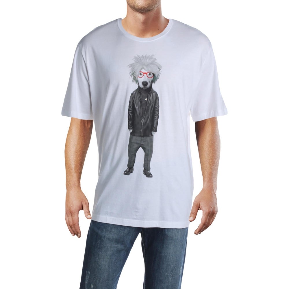 Eleven Paris Mens Pets Rock Graphic Crew Neck T-Shirt