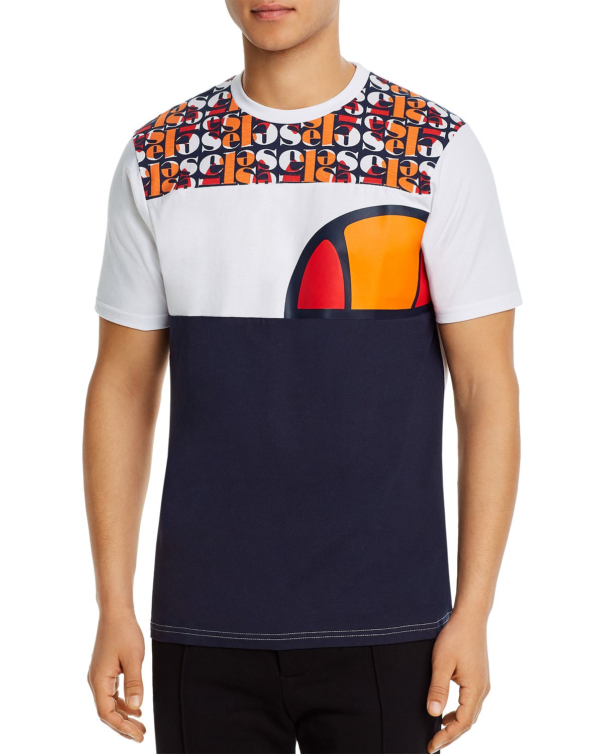 Ellesse Cirillo Color-blocked Logo Graphic Tee Navy