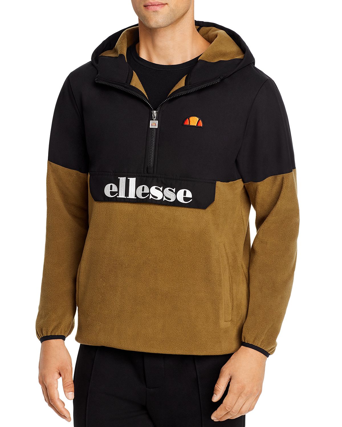 Ellesse Esine Mixed-media Half-zip Jacket Black/Khaki
