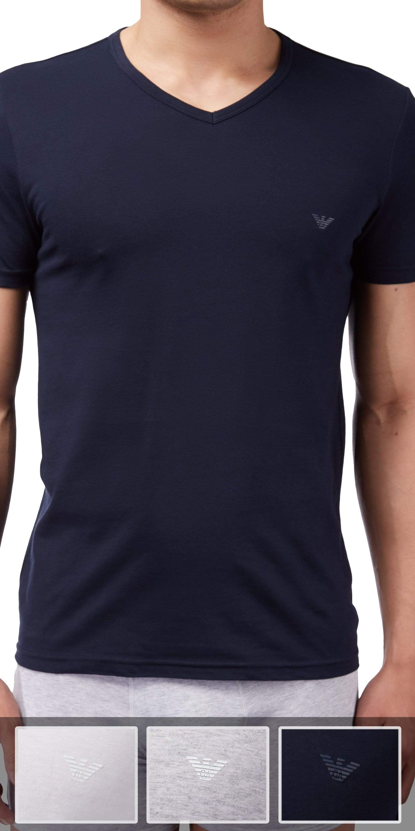 Emporio Armani 3-Pack T-shirt Gray-white-navy