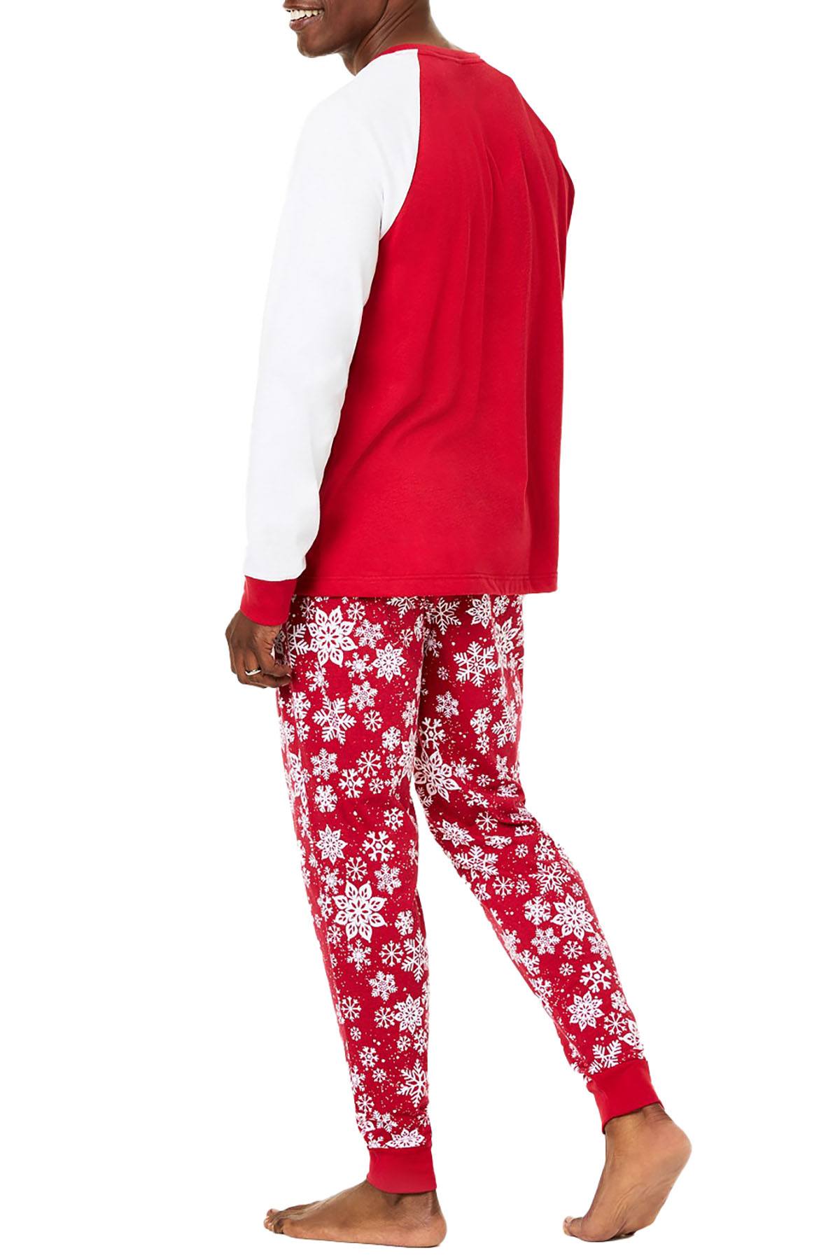 Family PJs Men Holiday Pajama Set in Merry Snowflake