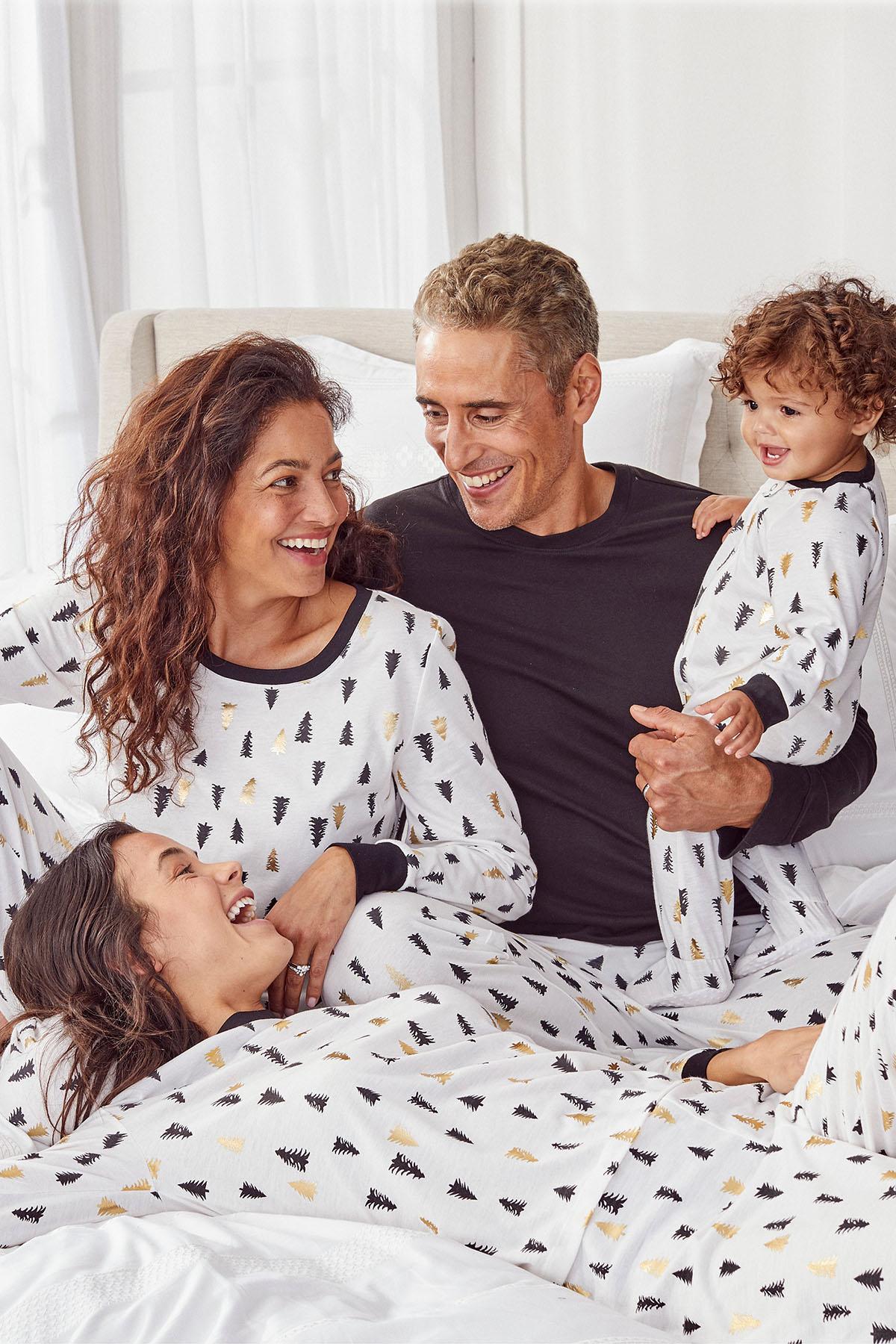 Family PJs Men Holiday Pajama Set in Tree Print