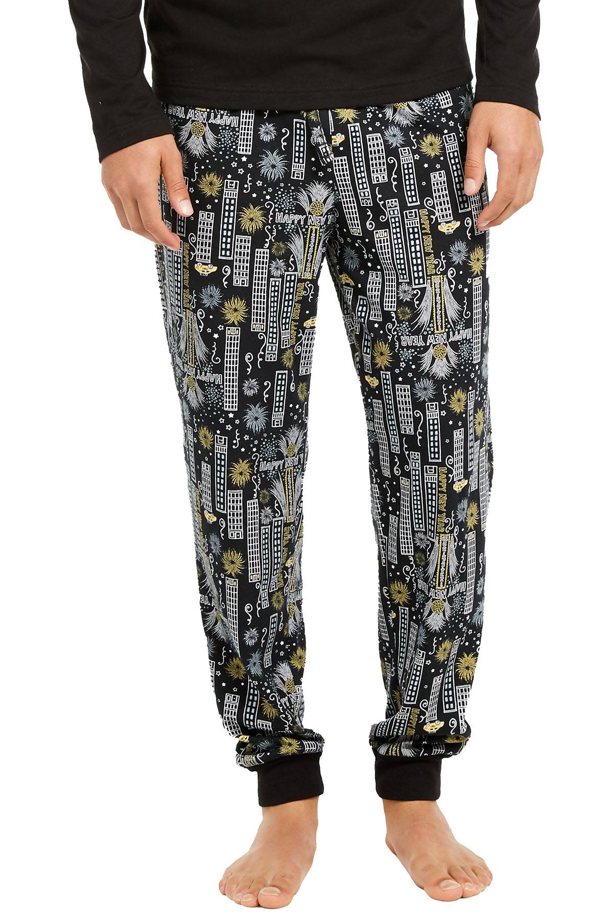 Family PJs Men New Year Pajama Set in Black