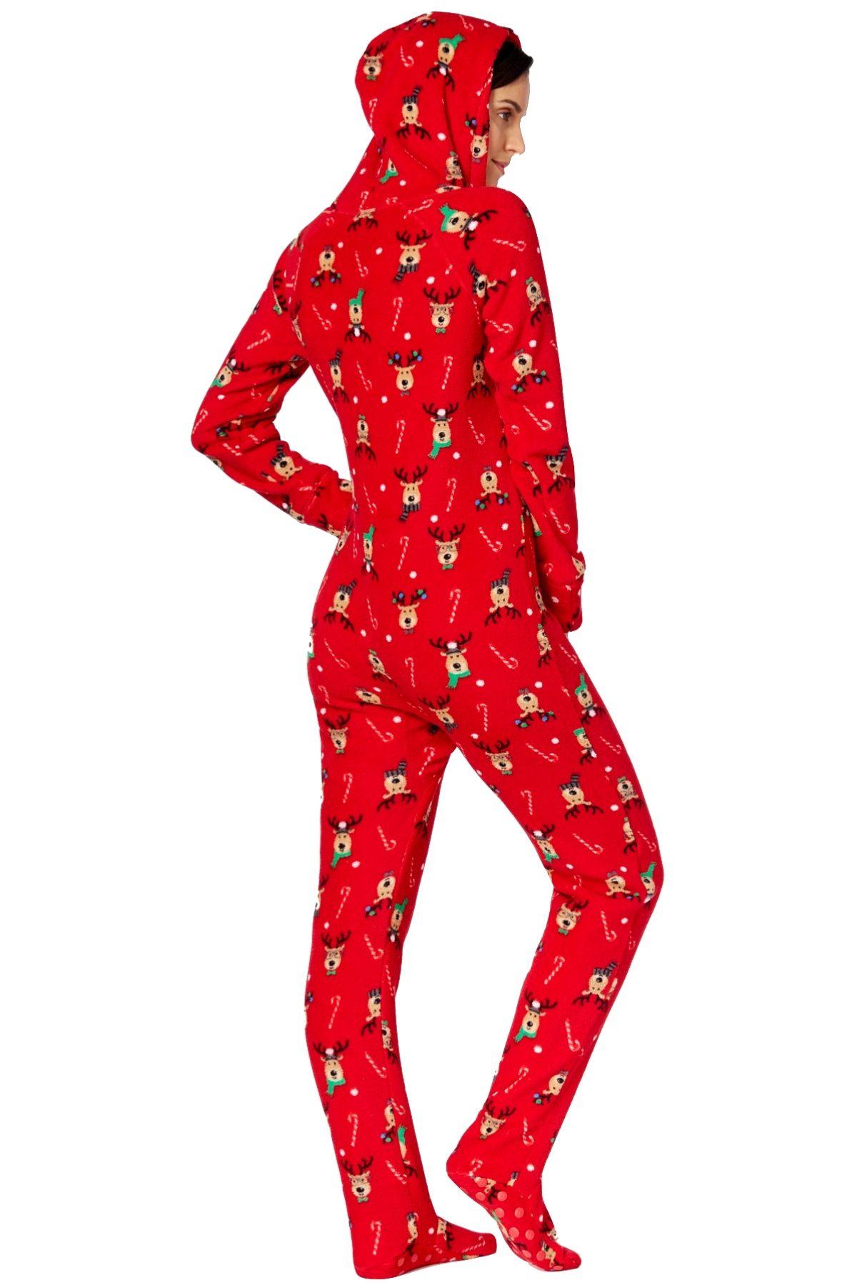 Family PJs Red/Reindeer Holiday Hooded/Footed Pajama Jumpsuit