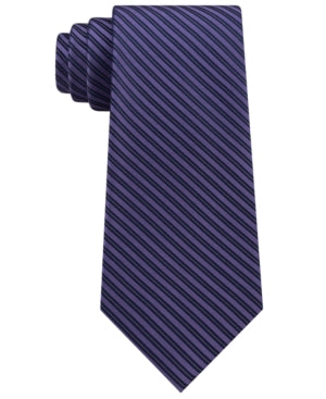 Famous Name Famous Brand Mens Mirror Pinstripe Silk Tie Necktie Purple