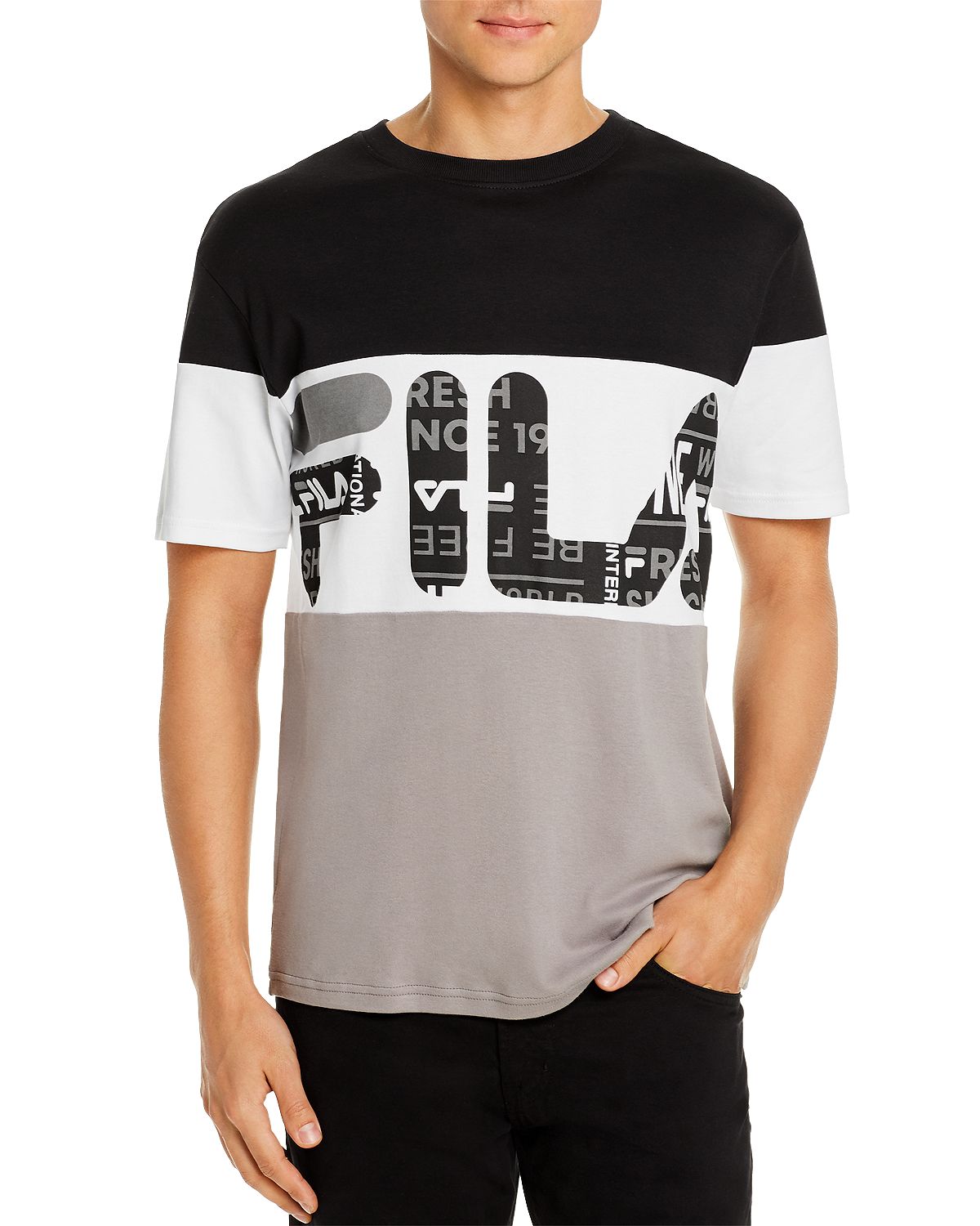 Fila Johnson Color-block Logo Graphic Tee Black/Gray