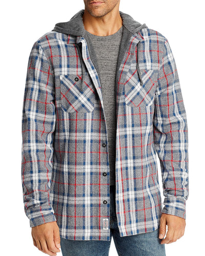Flag & Anthem Paxton Plaid Hooded Regular Fit Shirt Gray/Red/Blue