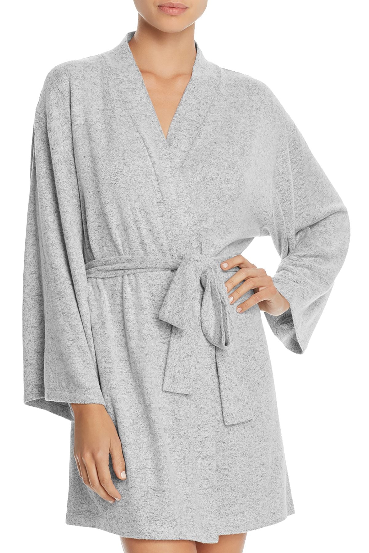 Flora Nikrooz Heather-Grey Floral-Embroidered Skylar Robe