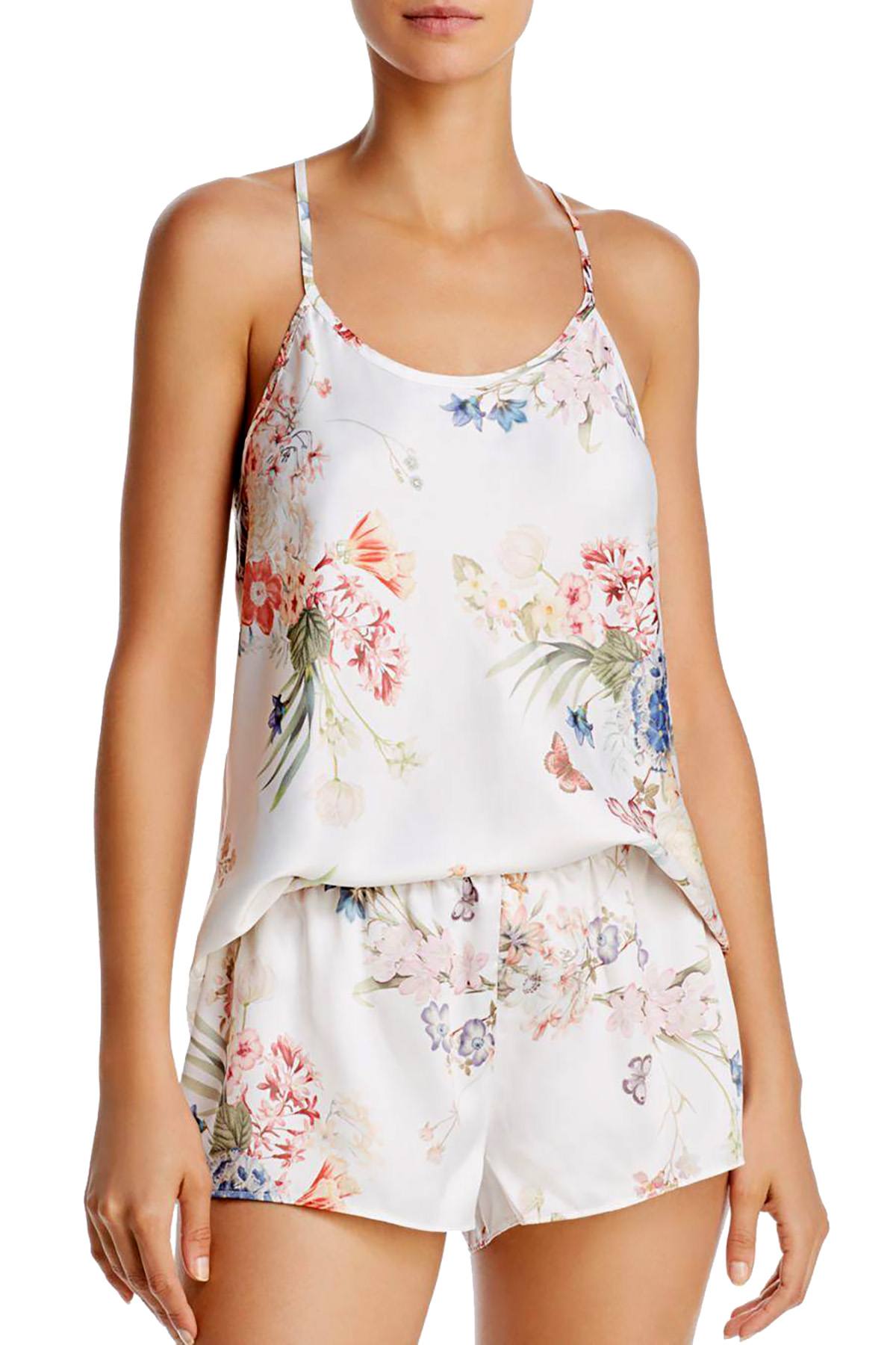 Flora Nikrooz Ivory Petra Floral Print Camisole / Short Lounge Set