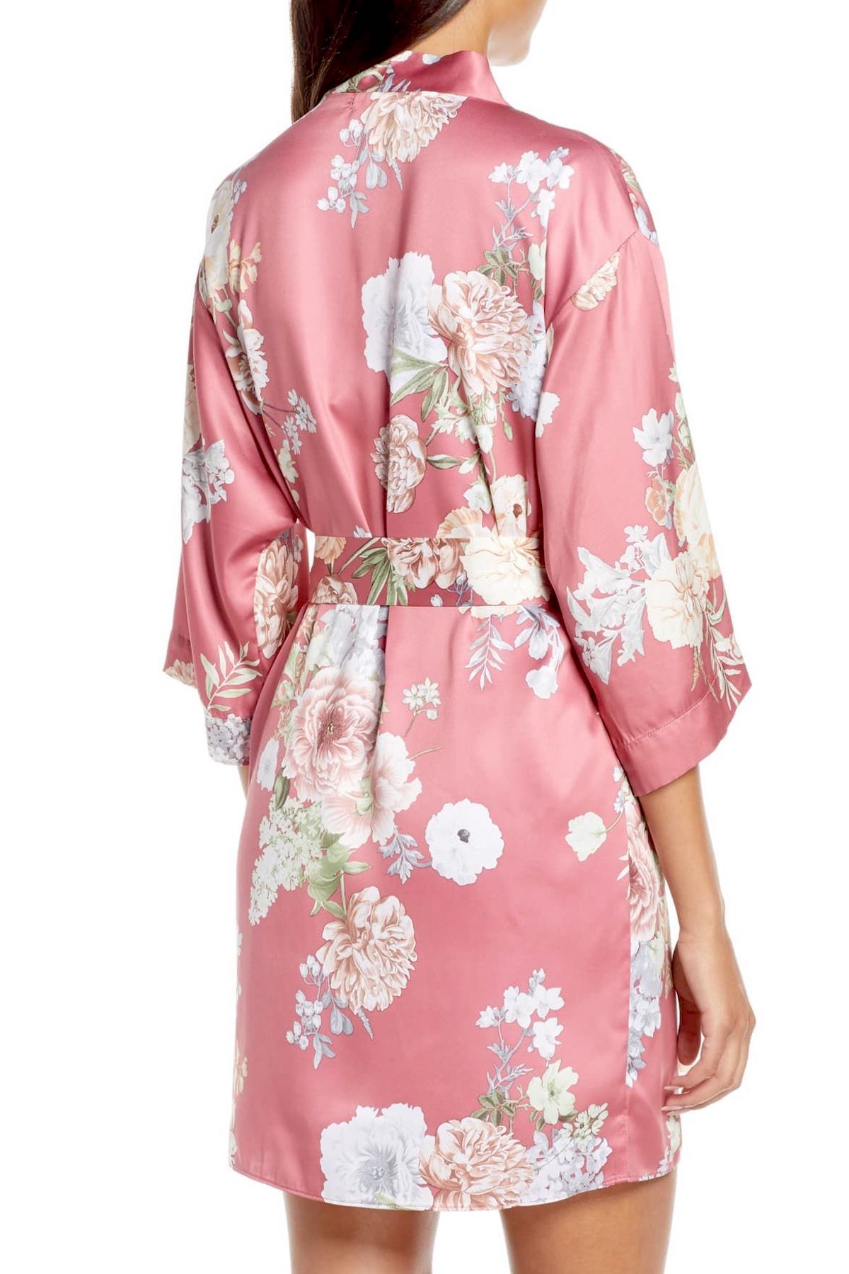 Flora Nikrooz Rosewater Arisa Floral Print Kimono Wrap Robe