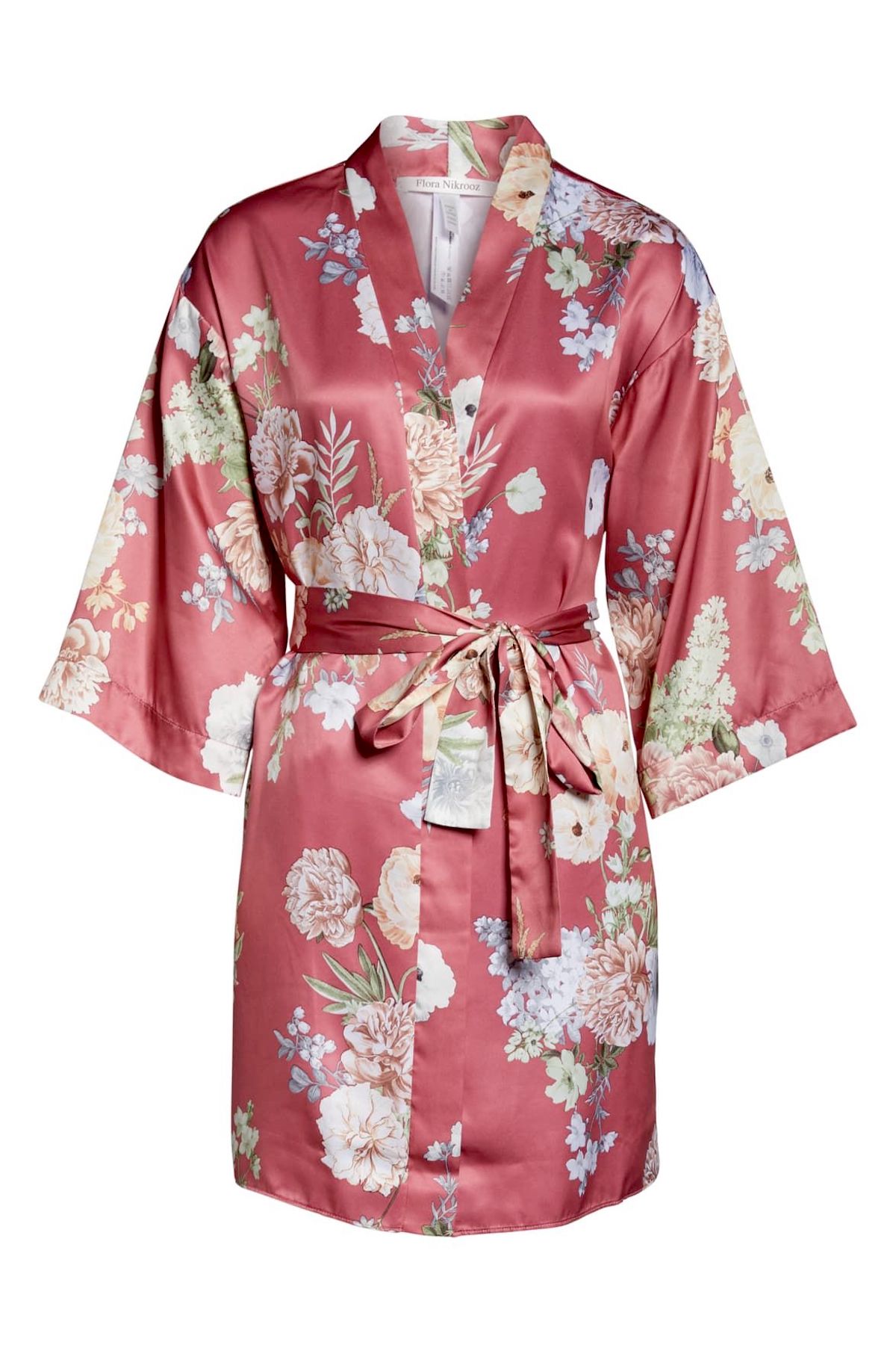 Flora Nikrooz Rosewater Arisa Floral Print Kimono Wrap Robe
