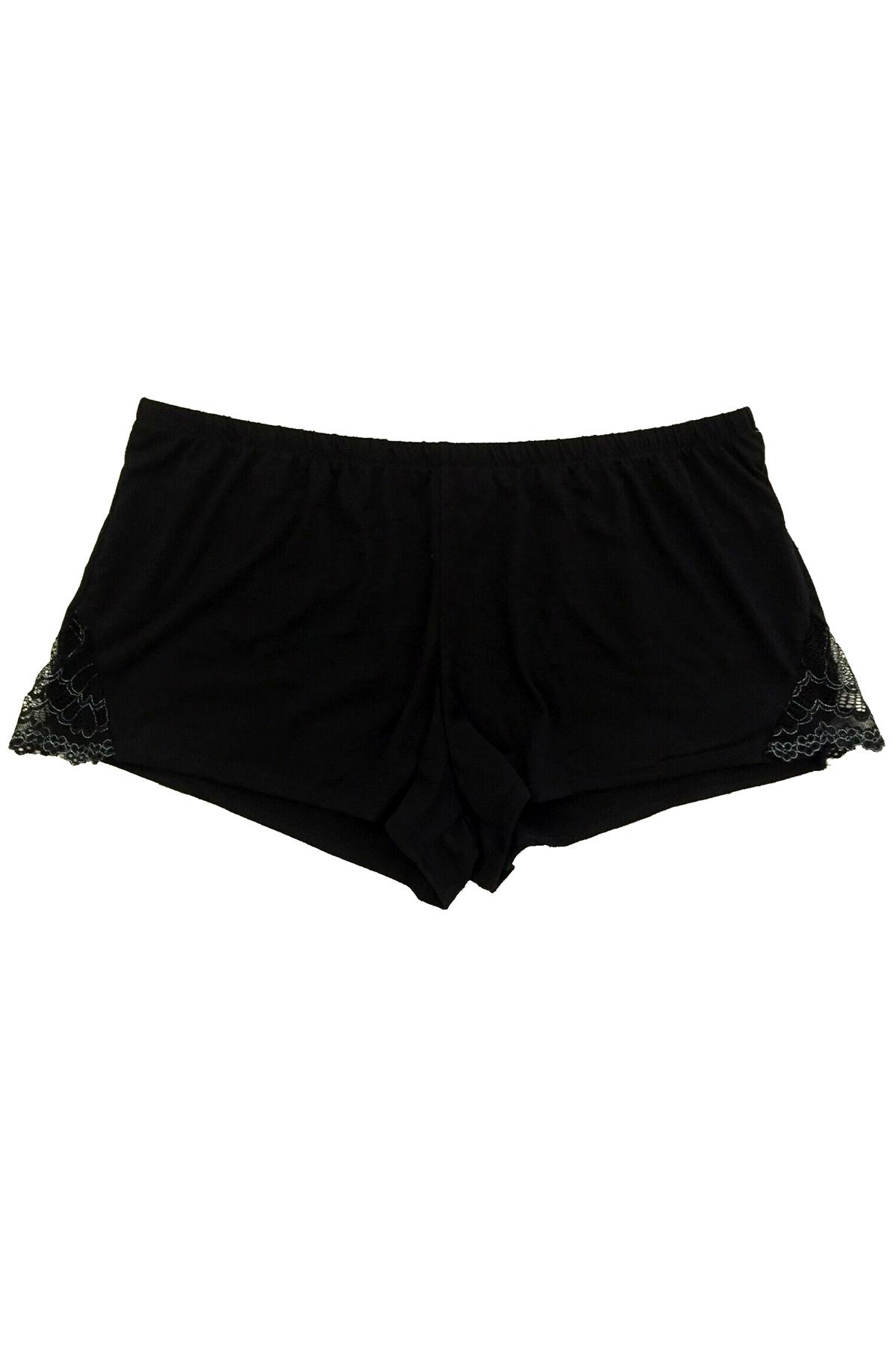 Flora by Flora Nikrooz Black Kat Lace-Trimmed Lounge Short