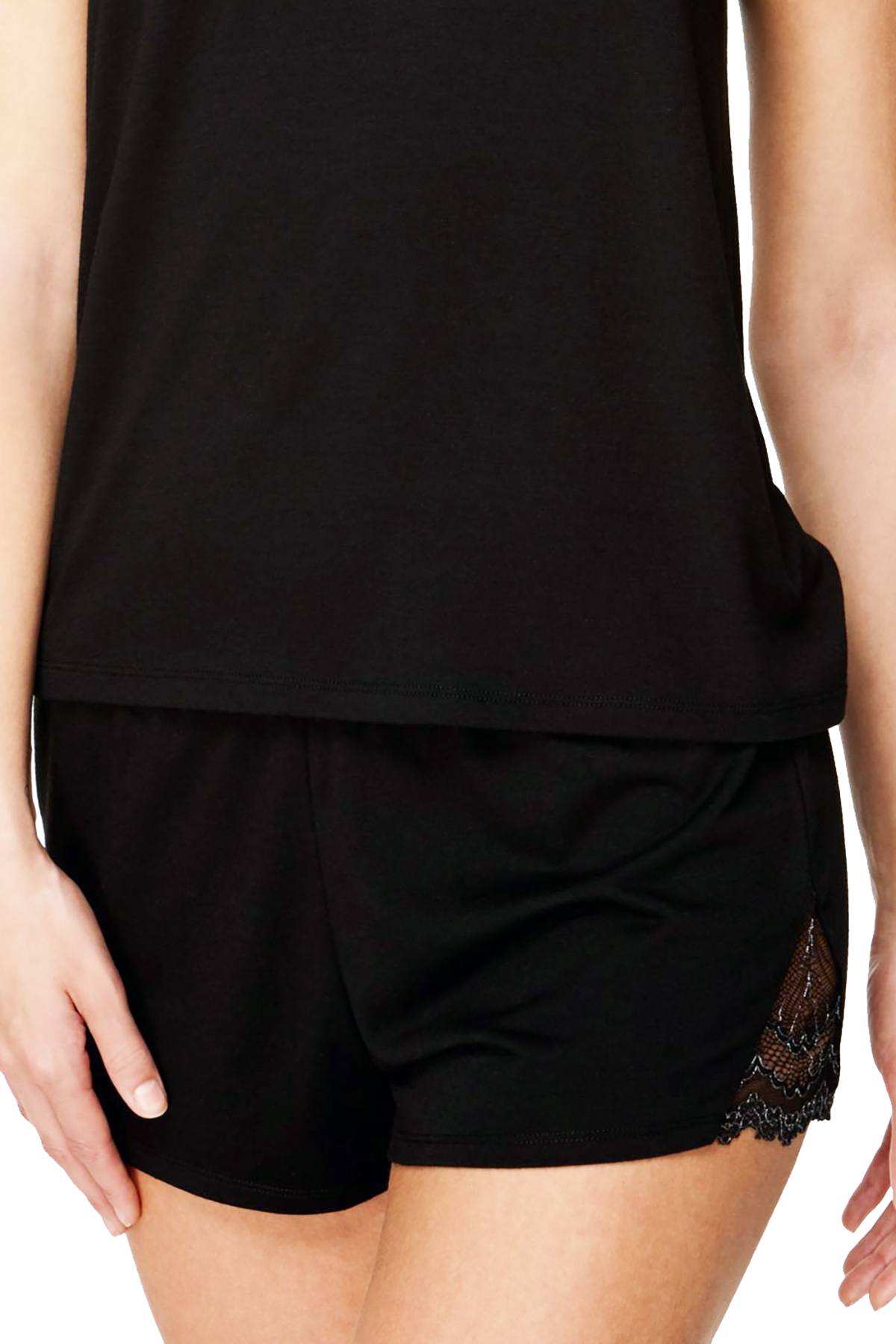 Flora by Flora Nikrooz Black Kat Lace-Trimmed Lounge Short