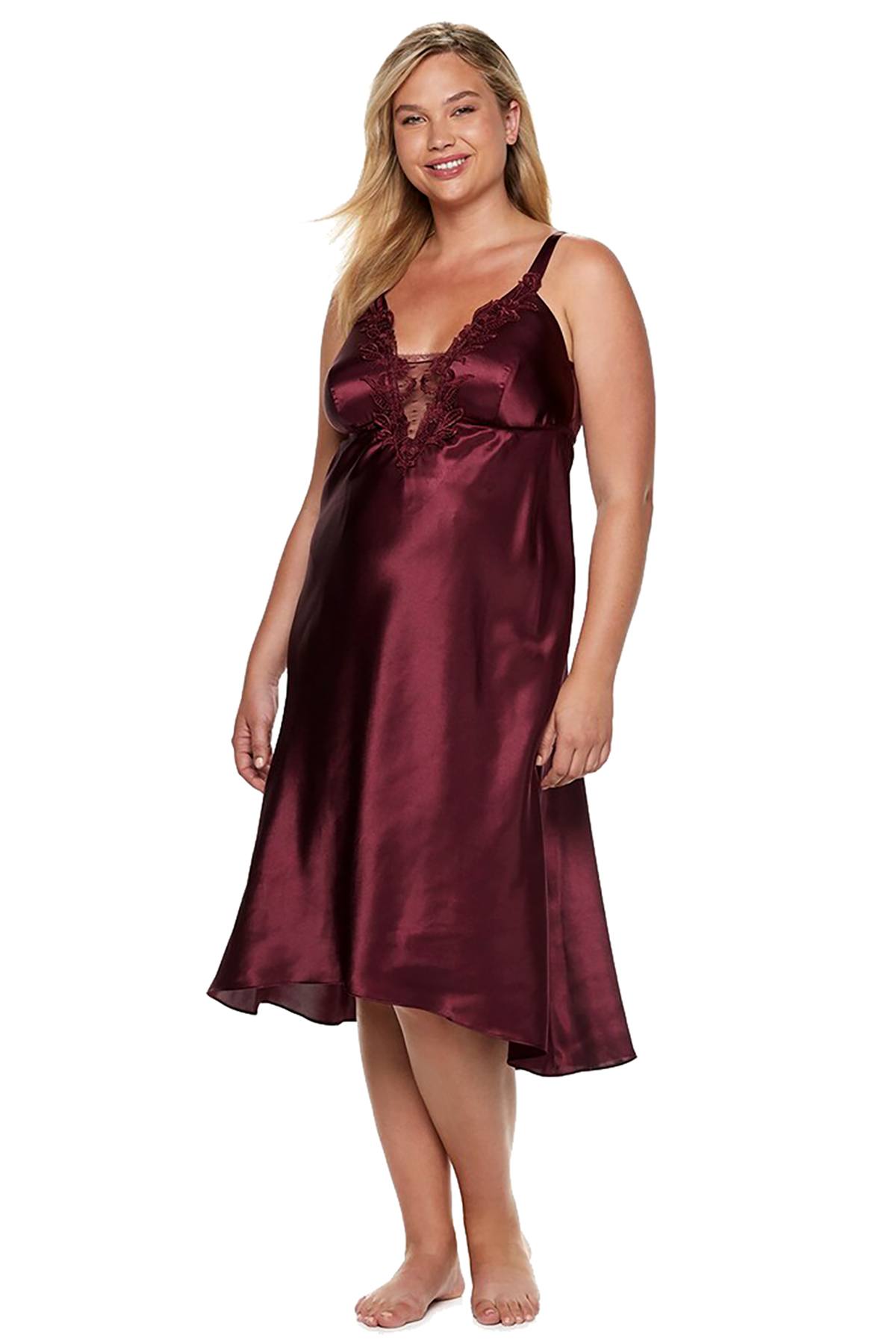 Flora by Flora Nikrooz PLUS Bordeaux Satin Charmeuse Stella Nightgown