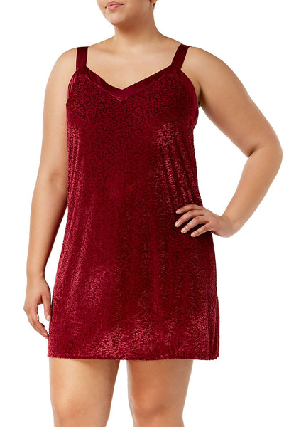 Flora by Flora Nikrooz PLUS Brick-Red Velvet-Knit Chemise