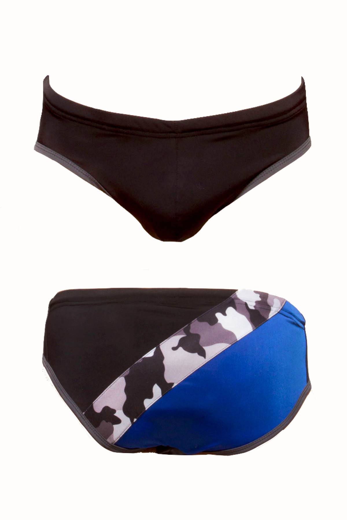 Freedom Reigns Black/Cyan/Grey-Camo Contrast Swim Brief