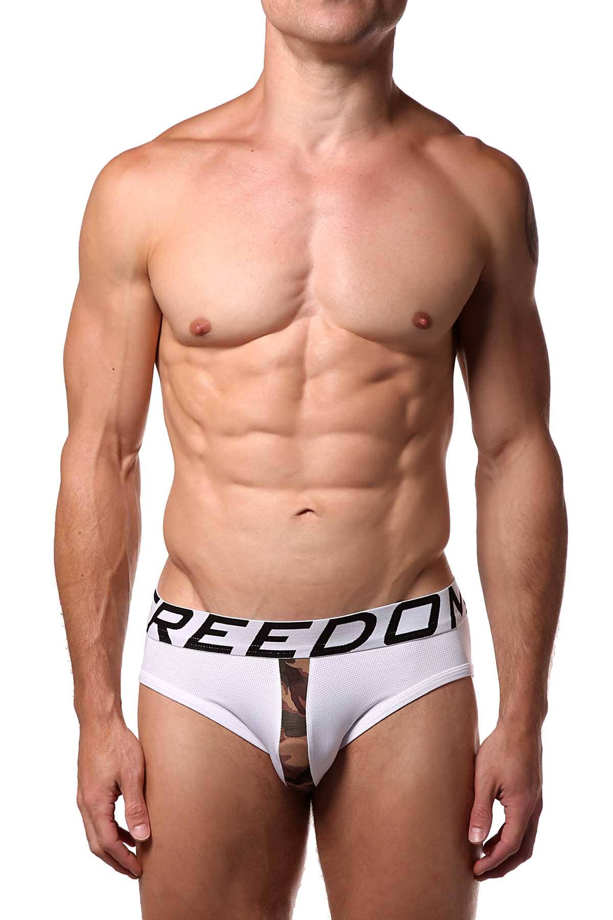 Freedom Reigns White/Green-Camo Sport-Mesh Combat Brief
