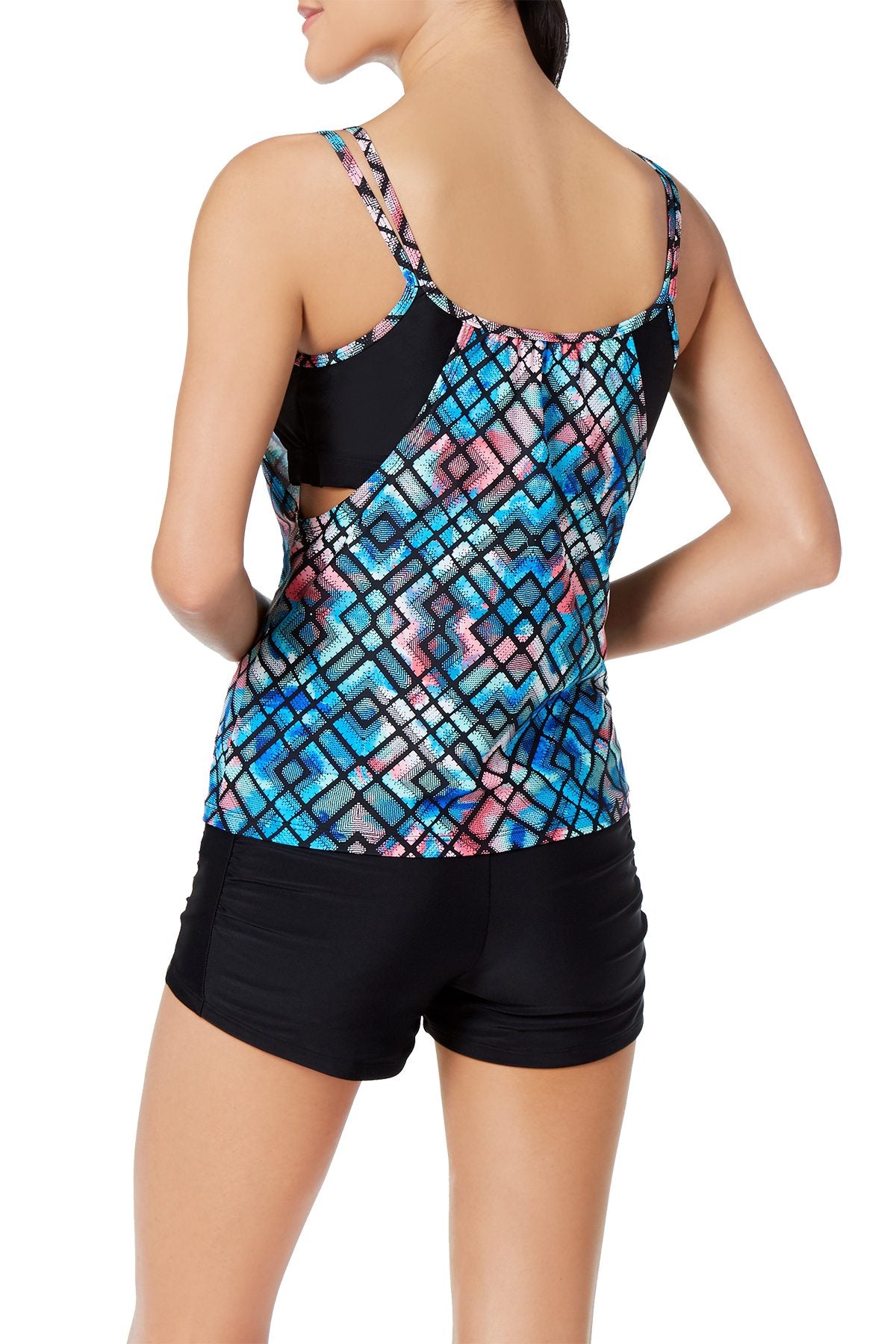GO by Gossip Royal/Multi 'Light the Way' Layered Tankini Top