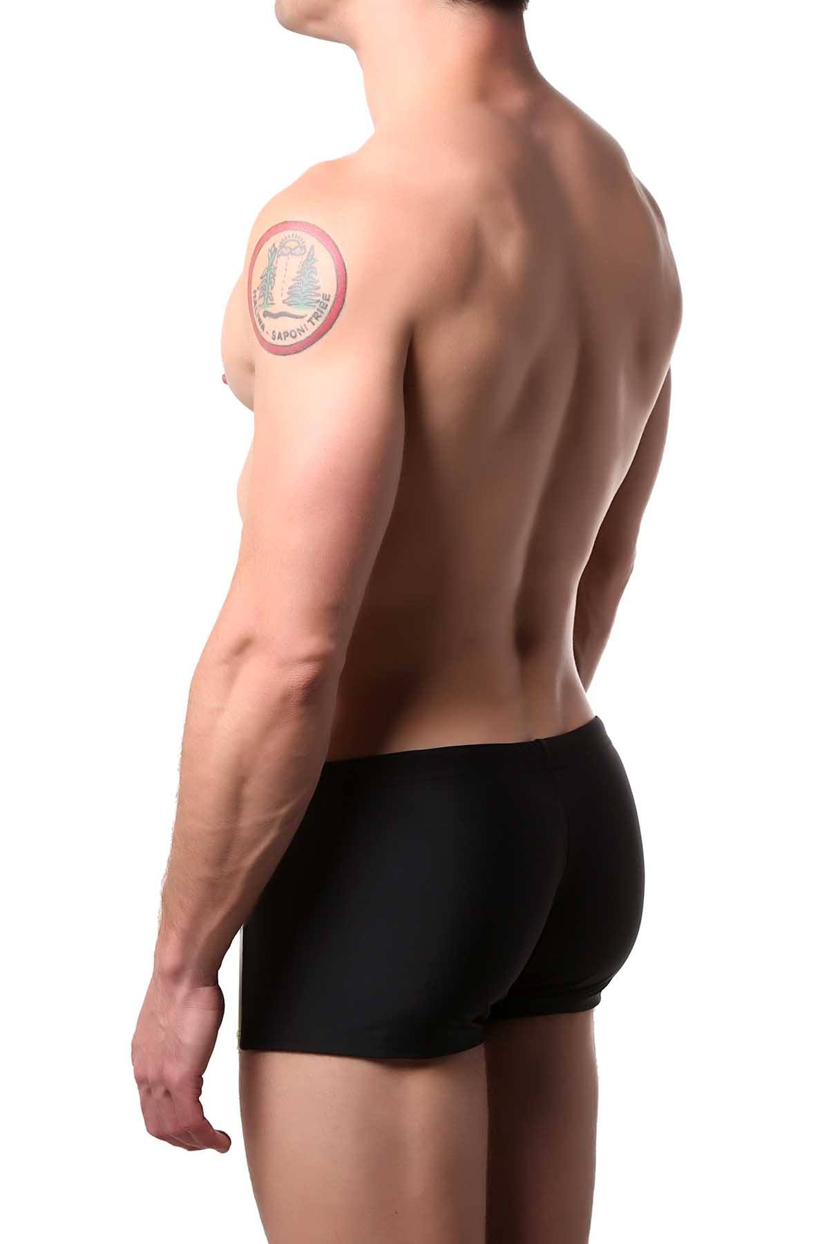 Go Softwear Black/Lime Tropix Pouch-Enhancer Square-Cut Swim Brief