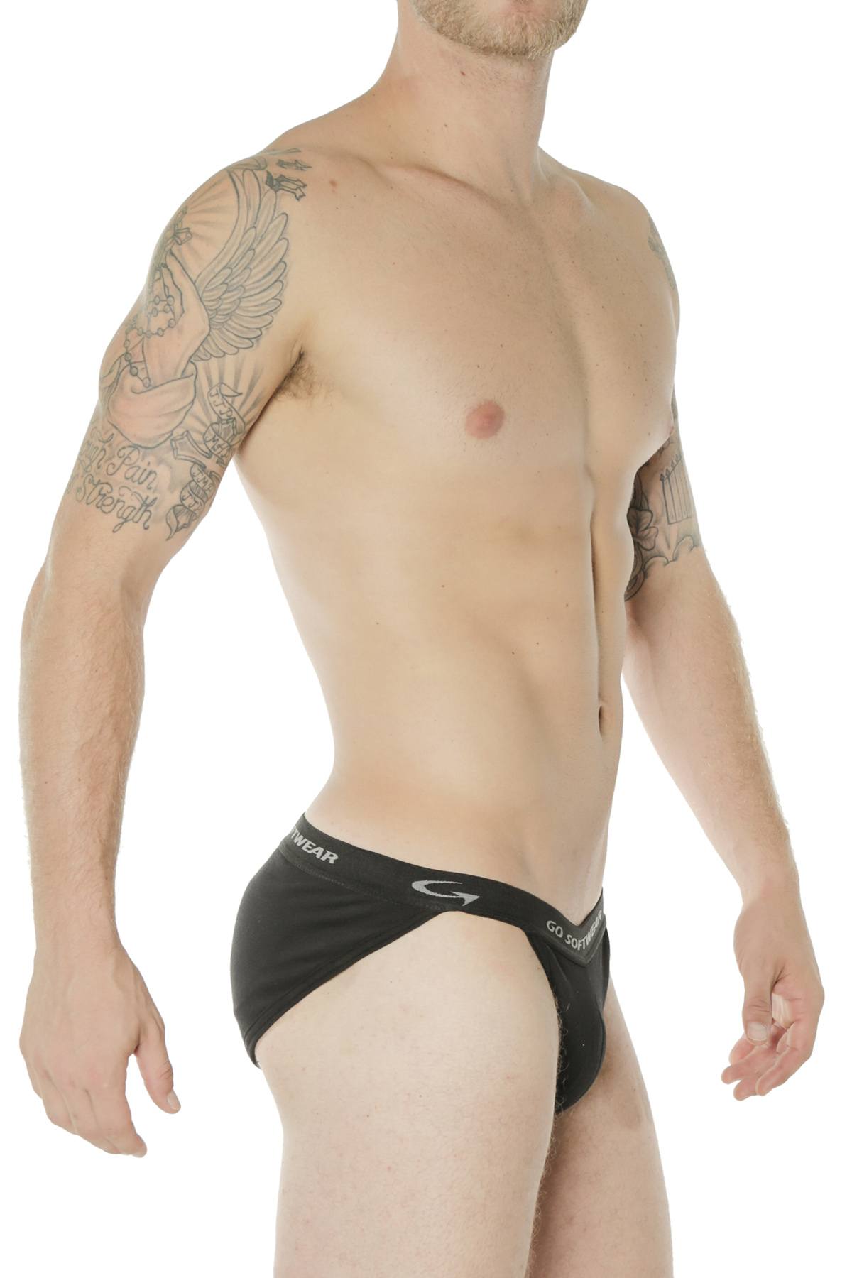Go Softwear Black Male-Enhancer Double-Padded Pouch/Butt Bikini Brief