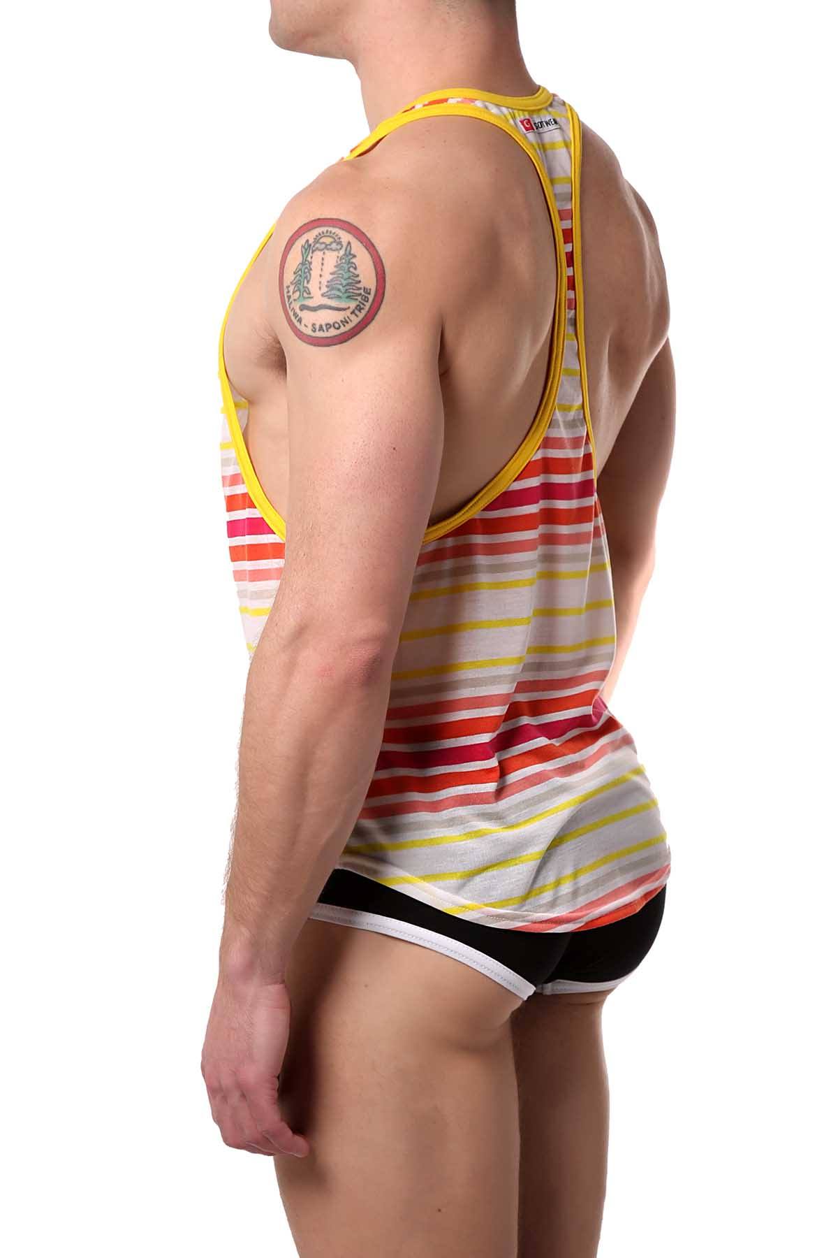 Go Softwear Coral Striped Tank Top