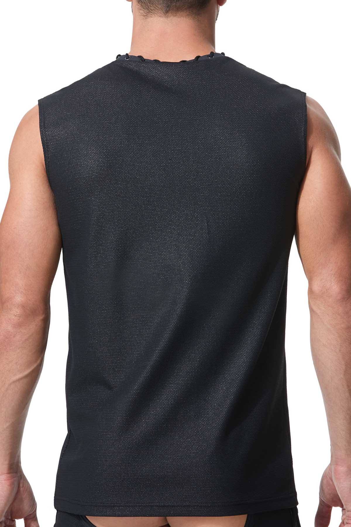 Gregg Homme Black Italian-Jersey Mythic Laced V-Neck Muscle Top