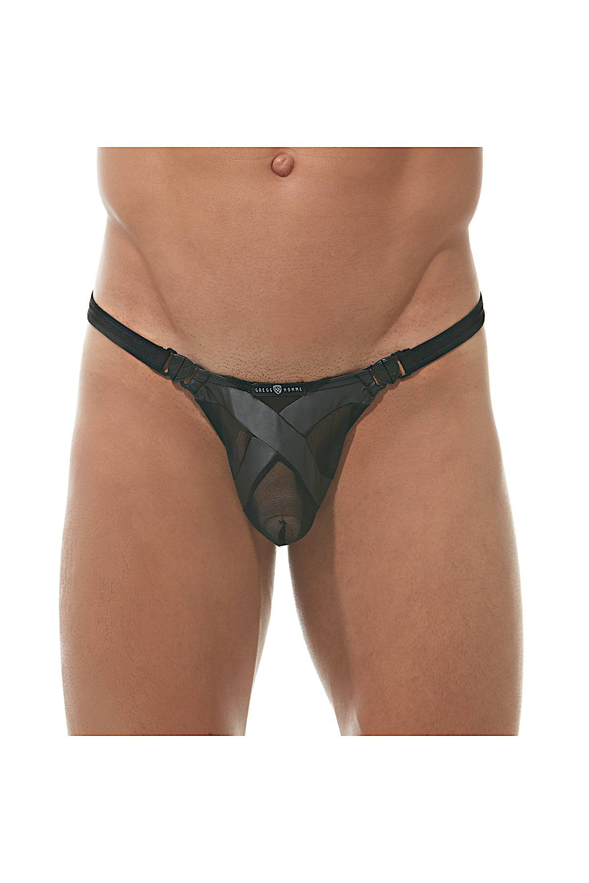 Gregg Homme Black Pleather/Mesh X Thong