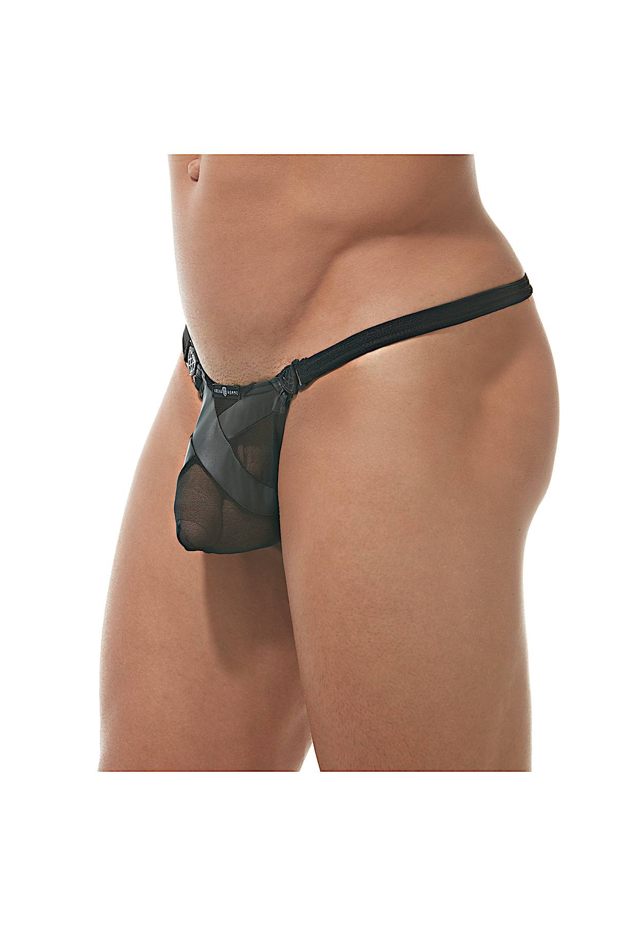 Gregg Homme Black Pleather/Mesh X Thong