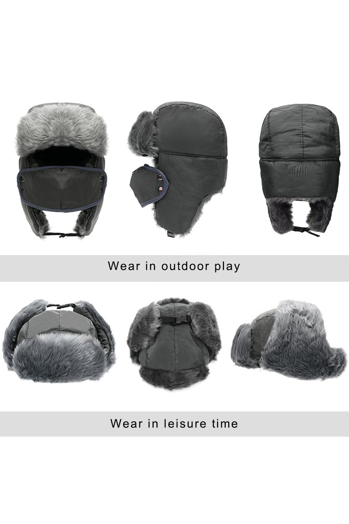 Grey Unisex Trooper Trapper Hat/Mask