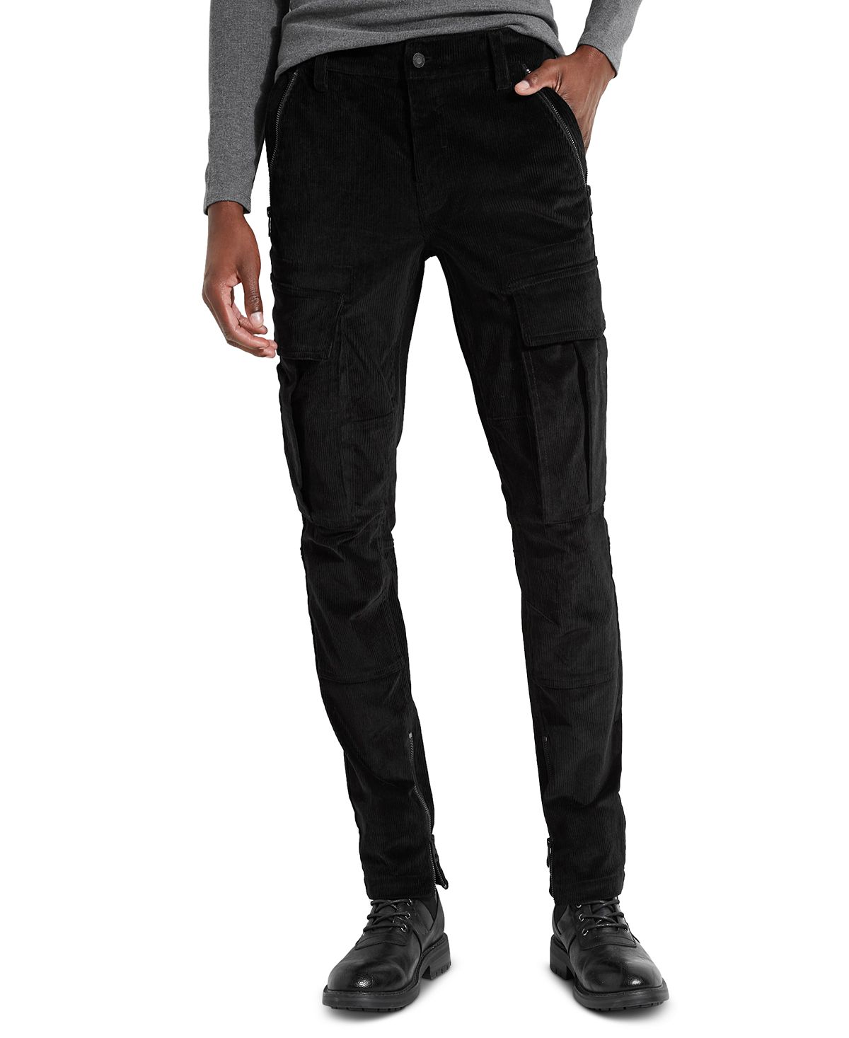 Guess Corduroy Cargo Pants Black